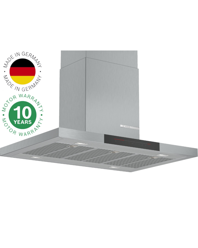 Campana de isla Bosch DIB98JQ50 Serie 6 de 90 cm, motor EcoSilence ultra silencioso y alta capacidad de extracción de 810 m3/h