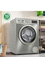 Lavarropa BOSCH Serie 6, 10kgs DOSIFICADOR AUTOMATICO ACERO MATE WAL28PHYES