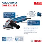 Esmeril angular 5" Bosch GWS 12-125 S 1200W 220V - Imagen 2