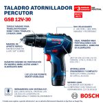 Taladro percutor 3/8" Bosch GSB 12V-30, 12V 2 baterías y maletín - Imagen 4