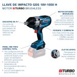Llave de Impacto inalámbrica Bosch GDS 18V-1050 H, 18V SB - Imagen 3