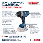 Llave de impacto Bosch GDS 18V-1600 HC 18V 2Bat + maletín - Imagen 3