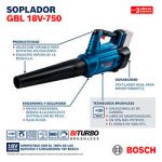 Soplador de aire inalámbrico Bosch GBL 18V-750 18V Brushless - Imagen 10